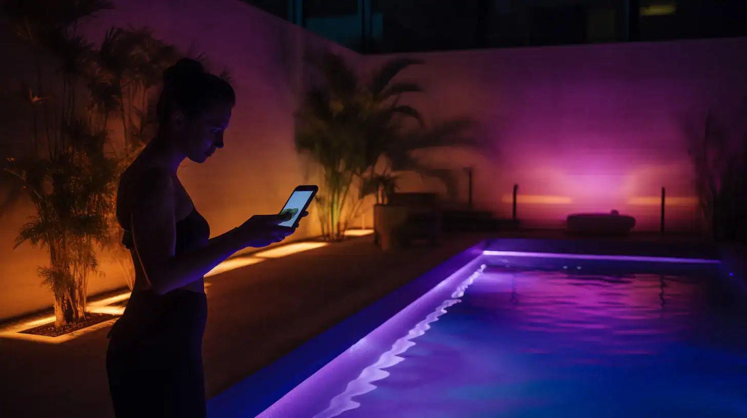 On Time Pool Service and Cleaning and Repair - Pool Controls Lights Automation App Cell Phone - Artwork by Paul Fullylove - Sarasota