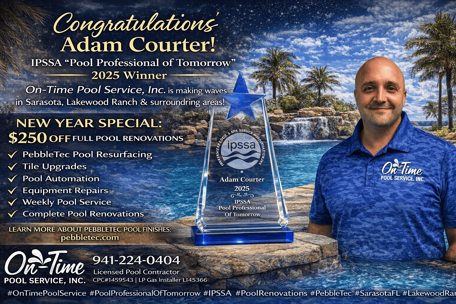 Adam Courter Named IPSSA “Pool Professional of Tomorrow” 2025