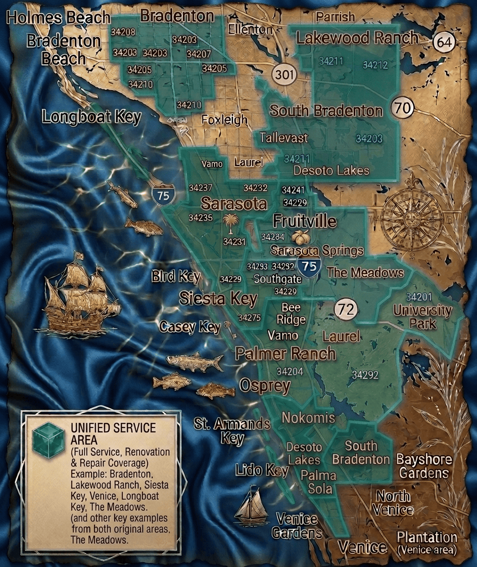 On-Time Pool Service - Service Areas Maps Art