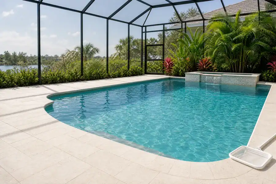 A clean screened residential pool in Florida