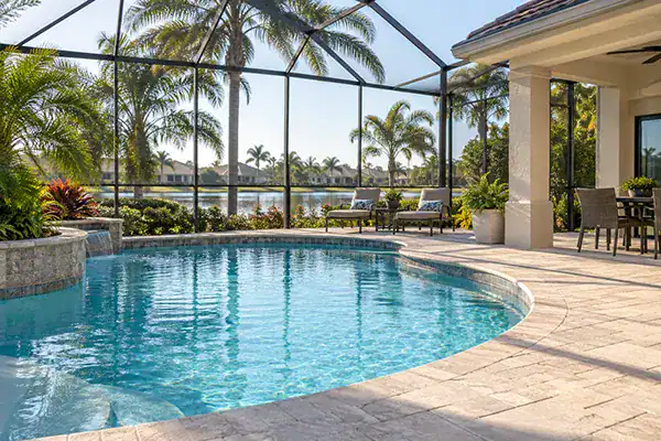 Clean residential pool after regular weekly pool service in Sarasota, Florida